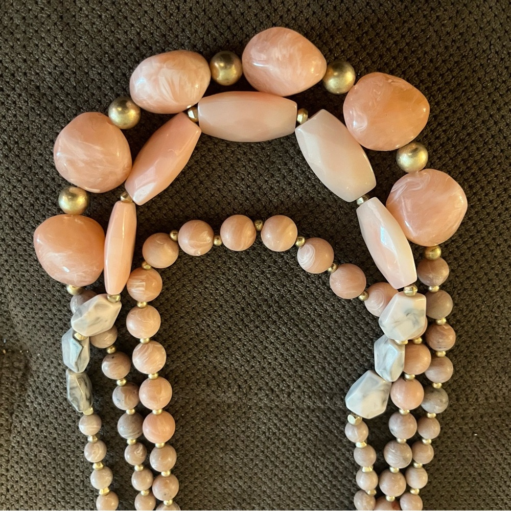 Lane Bryant Pink and Gold Beaded Necklace - Picture 5 of 6